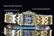 Cartier Santos 100 Japanese Miyota Quartz Yellow Gold Case with White Dial Roman Numberal Markers and Yellow Gold Bracelet