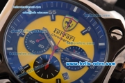 Ferrari Chrono Miyota OS20 Quartz Steel Case PVD Bezel with Black Rubber Strap and Yellow Dial