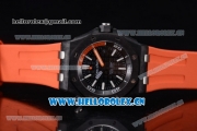 Audemars Piguet Royal Oak Offshore Diver Clone AP Calibre 3120 Automatic PVD Case with Black Dial Stick Markers and Orange Rubber Strap (EF)