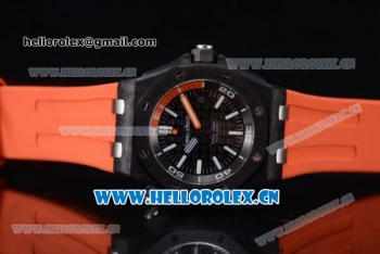 Audemars Piguet Royal Oak Offshore Diver Clone AP Calibre 3120 Automatic PVD Case with Black Dial Stick Markers and Orange Rubber Strap (EF)