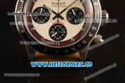 Rolex Daytona Vintage Edition Chrono Miyota OS20 Quartz Steel Case with White Dial and Brown Leather Strap