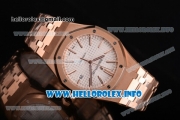 Audemars Piguet Royal Oak 41 MM Clone AP Calibre 3120 Automatic Rose Gold Case/Bracelet with White Dial and Stick Markers - 1:1 Original (JF)