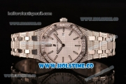 Audemars Piguet Royal Oak 33MM Miyota Quartz Diamonds/Steel Case with White Dial Stick Markers and Diamonds Bezel (EF)