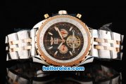 Breitling For Bentley Motors Automatic Movement Honeycomb Bezel with Black Dial and Steel Case-Two Tone Strap