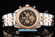 Breitling For Bentley Motors Automatic Movement Honeycomb Bezel with Black Dial and Steel Case-Two Tone Strap