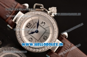 Cartier Pasha C Swiss Quartz Steel Case with White Dial and Diamonds Bezel