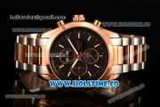 Longines Master Moonphase Chrono Miyota OS10 Quartz with Date Rose Gold Case with Black Dial Stick Markers and Two Tone Bracelet