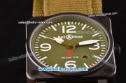 Bell & Ross BR03-92 Military Type Asia 2813 Automatic PVD Case with Black Dial and Green Nylon Strap - ETA Coating