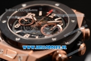 Hublot Big Bang Unico Chrono Swiss Valjoux 7750 Automatic Rose Gold Case with Rose Gold Bezel Skeleton Dial and Black Rubber Strap - 1:1 Original