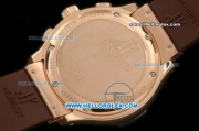 Hublot MDM Chronograph Swiss Quartz Movement Rose Gold Case with White Arabic Numerals and Brown Rubber Strap