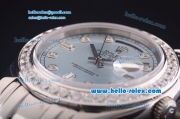 Rolex Day-Date Oyster Perpetual Chronometer Automatic with Light Blue Dial and Diamond Bezel-Diamond Marking-Small Calendar