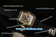 Richard Mille Felipe Massa Flyback Chrono Swiss Valjoux 7750 Automatic PVD Case with Skeleton Dial Numeral Markers and Black Rubber Bracelet