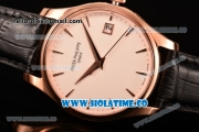 Patek Philippe Calatrava Miyota 9015 Automatic Rose Gold Case with Brown Leather Strap and White Dial - Stick Markers