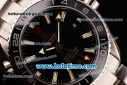 Omega Seamaster Planet Ocean GMT Swiss ETA 2824 Automatic Steel Case/Strap with Black Bezel and Stick Markers (BP)