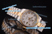 Rolex Day-Date Swiss ETA 2836 Automatic Two Tone Case with White Dial and Roman Markers
