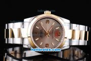 Rolex Air-King Oyster Perpetual Automatic Two Tone with Gold Bezel and Grey Dial