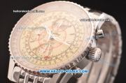 Breitling Montbrillant Datora Swiss Valjoux 7751 Automatic Steel Case/Strap with Beige Dial