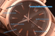 Omega Seamaster Asia 2813 Automatic Full Rose Gold Case with Brown Dial-ETA Coating