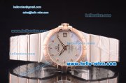 Omega Constellation Co-Axial Asia 2813 Automatic Steel Case with Rose Gold Bezel and Silver Dial-Diamond Markers