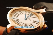 Cartier d'Art Swiss Quartz Rose Gold Case with Silver Dial and Black Leather Strap