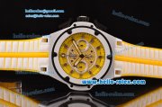Hublot King Power Chronograph Swiss Valjoux 7750 Automatic Steel Case with White Bezel and Yellow Dial