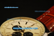 Breitling Transocean Chronograph Quartz Steel Case with White Dial and Silver Markers-Brown Leather Strap