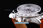 Rolex Daytona Oyster Perpetual Chronometer Automatic with White Bezel,White Dail and Roman Marking-Leather Strap