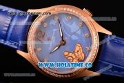 Vacheron Constantin Metiers d'Art Swiss ETA 2824 Automatic Rose Gold Case with Blue MOP Dial and Diamonds Bezel