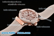 Hublot Big Bang Chrono Clone HUB4100 Automatic Rose Gold/Ceramic Case with White Rubber Strap White Dial