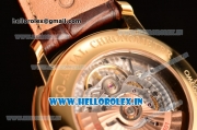 Omega De Ville Co-Axial Swiss ETA 2824 Automatic Yellow Gold Case with Gold Dial and Brown Leather Strap