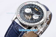 Breitling Navitimer Automatic Tourbillon with Black Dial and Blue Leather Strap-Bidirectional Slide Rule