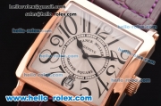 Franck Muller Master Square Swiss Quartz Rose Gold Case with Black Numeral Markers and Purple Leather Strap