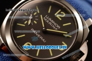 Panerai Panerai Luminor Logo Marina Swiss Valjoux 7750 Automatic Steel Case Black Dial With Stick/Arabic Numeral Markers Blue Nylon Strap