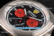 Ferrari Chronograph Automatic Movement Black Dial with White Numeral Marker and Red Subdials-Black Rubber Strap