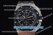 Audemars Piguet Royal Oak Offshore Chrono Miyota OS Quartz Steel Case with Black Dial Black Rubber Strap and Black Subdials (EF)