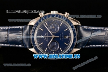 Omega Speedmaster Moonwatch Omega Co-Axial Chronograph Clone Omega 9300 Automatic Steel Case with Blue Dial and Stick Markers (EF)