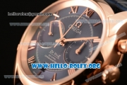 Omega De Ville Co-axial Chronograph Clone Omega 9300 Automatic Rose Gold Case with Blue Dial and Blue Leather Strap (EF)