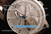 Vacheron Constantin Traditionelle Minute Repeater Tourbillon Swiss Tourbillon Manual Winding Steel Case with Gray Dial and Brown Leather Strap Steel Bezel