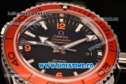 Omega Planet Ocean Clone 8500 Automatic Steel Case/Bracelet with Orange Bezel Black Dial and White Stick Markers (EF)