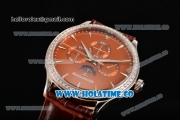 Jaeger-LECoultre Master Perpetual Calendar Asia Automatic Steel Case with Brown Dial Stick Markers and Diamonds Bezel