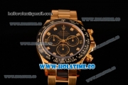 Rolex Daytona Chrono Swiss Valjoux 7750 Automatic Yellow Gold Case/Bracelet with Diamonds Markers Ceramic Bezel and Black Dial (BP)