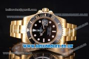 Rolex Submariner Swiss ETA 2836 Automatic Yellow Gold Case/Bracelet with Black Dial and Dot Markers (BP)