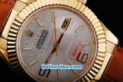 Rolex Datejust Automatic Gold Case with White Dial-Leather Strap