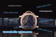 Panerai Luminor Chrono Daylight Swiss Valjoux 7753 Automatic Titanium Case with Blue Dial and Blue Leather Strap - 1:1 Original