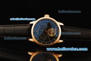 Jaeger-LeCoultre Duometre Tourbillon Automatic Movement Rose Gold Case with Black Dial and Black Leather Strap