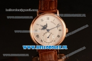 Breguet Classique Moonphase 9015 Auto Rose Gold Case with White Dial and Brown Leather Strap