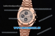 Audemars Piguet Royal Oak Offshore Seiko VK67 Quartz Rose Gold Case/Bracelet with Grey Dial and Arabic Numeral Markers