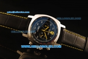 Ferrari California Chronograph Miyota Quartz Movement 7750 Coating Case with Black Dial and Black Leather Strap