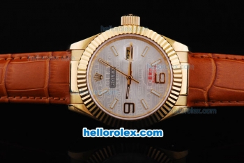 Rolex Datejust Automatic Gold Case with White Dial-Leather Strap