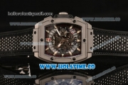 Hublot MP-06 Senna Chrono Miyota OS20 Quartz Steel Case with White Stick Markers Skeleton Dial and Leather Strap